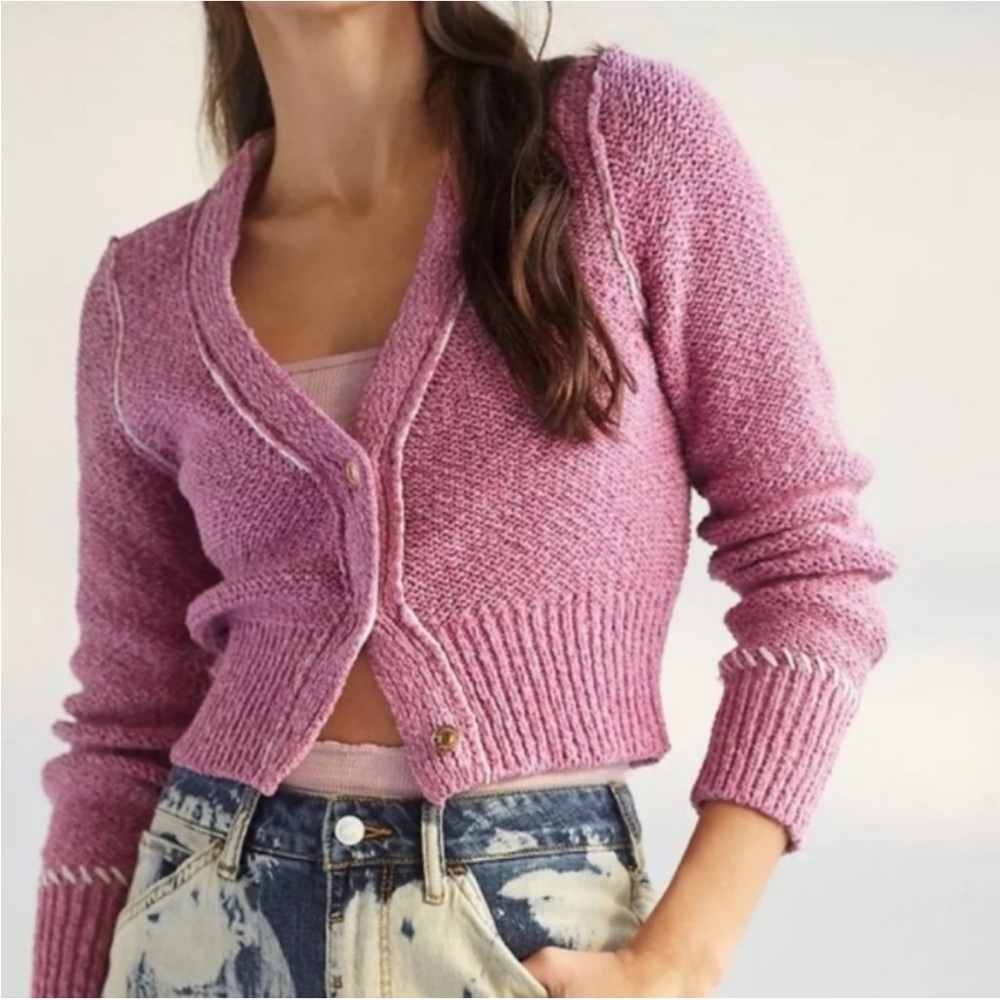 Pilcro Pink Heart Sweater XL - Picture 2 of 5